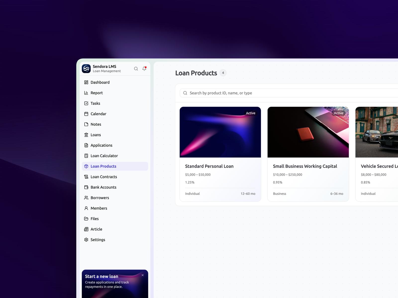 Sendora LMS dashboard